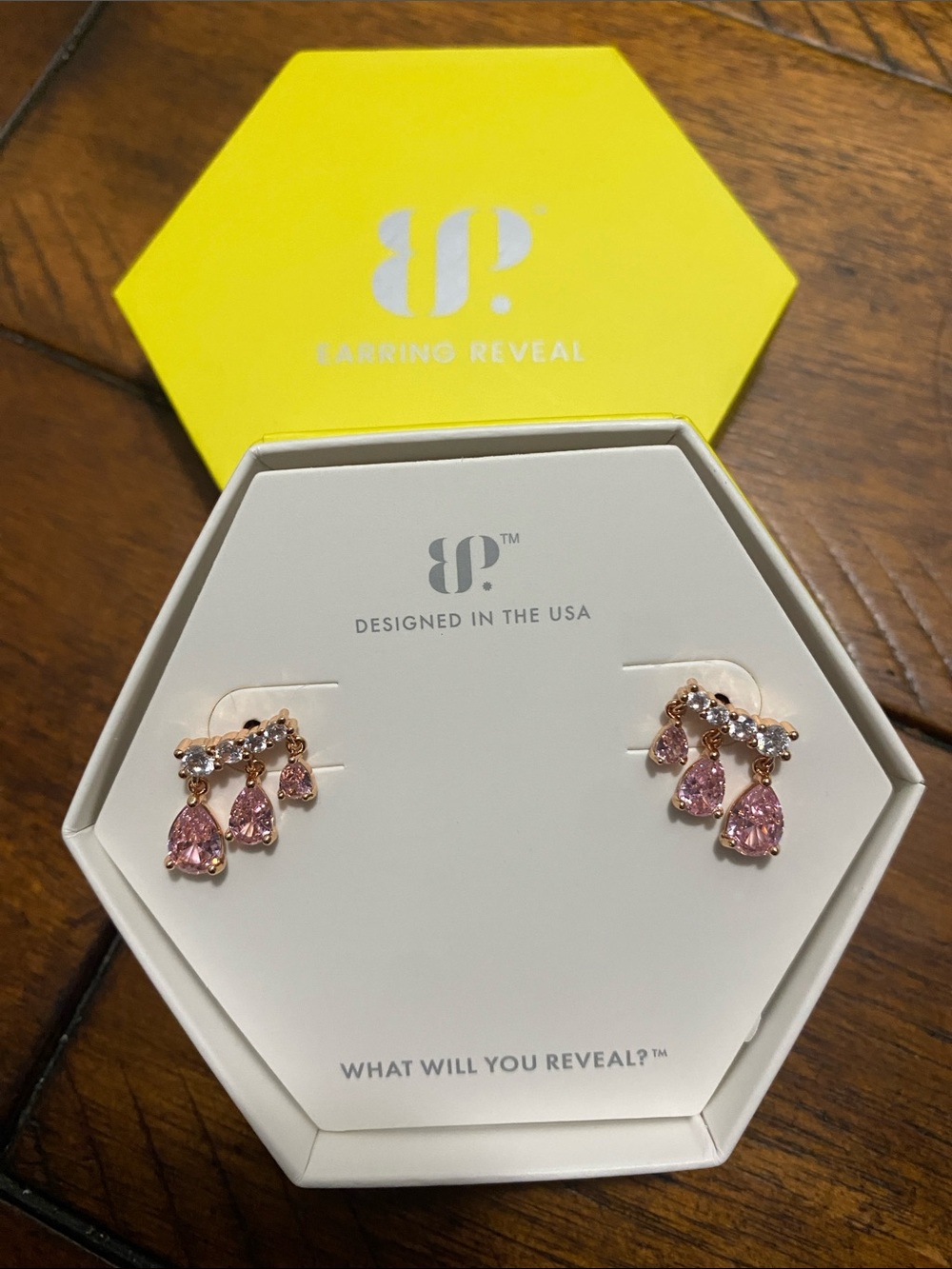 Bomb Party OG Originals Earrings - Rose Quartz Cubic Zirconia - Rose Gold